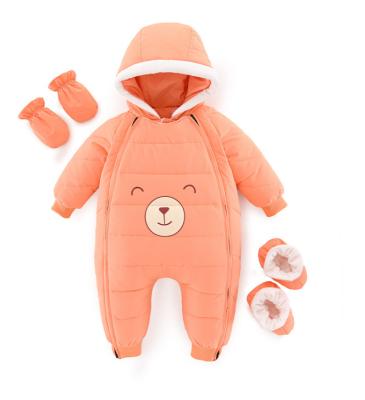 China Anti-wrinkle Leesourcing brand clothes for baby down jacketWindproof cartoon baby filled one-piece for sale