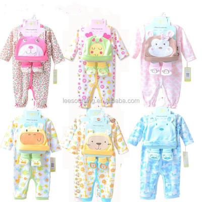 China Kids Clothes Baby Jumpsuit 100% Cotton Antibacterial Baby Clothes Romper Cartoon Baby 3 Piece Layette Set for sale