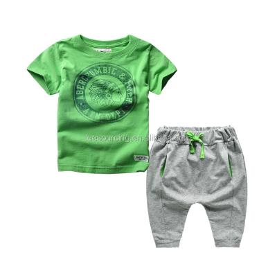 China Leesourcing Wholesale Kids Anti-pilling Fashion Breathable Tee And Pants Beach Wear 2pc Kids Set T-shirt For Summer for sale