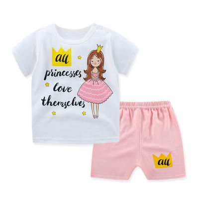 China Leesourcing Custom 100% Cotton Baby Clothing Summer Cotton Logo Printing Baby Clothing Sets for sale