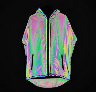 China New Reversible Double Color Zipper Medium Length Anorak Jacket Reversible Colorful Reflective Jacket for sale