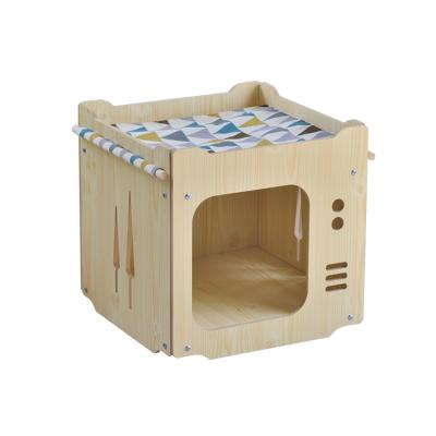 China Breathable Wooden Folding Pet Cat House Pet Cat House Solid Wooden Cage for sale