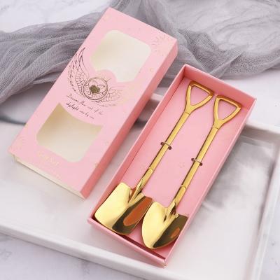 China Stainless Steel Teaspoon Shovel Viable Dessert Spoon Set Creative Teaspoon Christmas Gift Tableware for sale