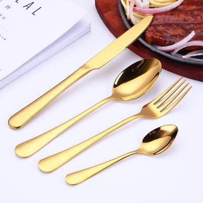 China Gold Sustainable High Quality Wedding Flatware Sets Western Stainless Steel 4pcs Cutlery Set for sale