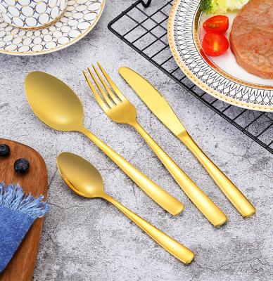 China Stainless Steel Gold Cutlery Set Spoon Knife Viable Royal High Quality Wedding Fork Set For Sale for sale