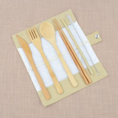 China Disposable Bamboo / Wooden Utensil Fork Spoon Knife Set Wooden Portable Bamboo Cutlery for sale