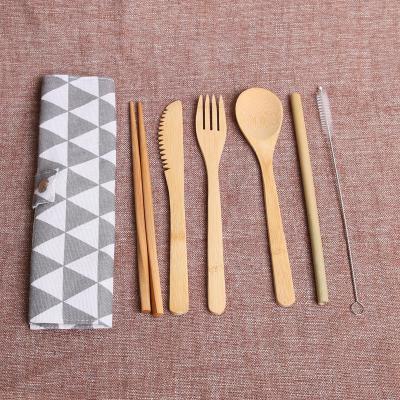 China Sustainable Eco Friendly Bamboo Cutlery With Case Fork And Wooden Spoon Chopstick Set for sale