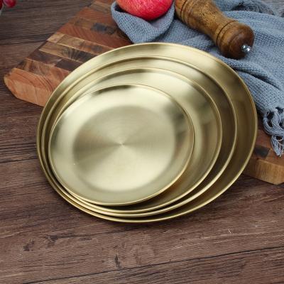 China Morden Gold Dishes Luxury Stainless Steel Korean Style BBQ Dish For Wedding Party for sale