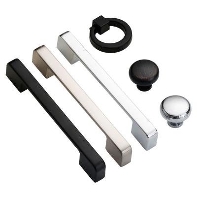 China Modern Modern Simple Zamak Handle American Style Black Furniture Hardware Cabinet Closet Door Handle for sale