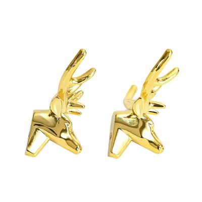 China Modern Nordic Fashion Pure Copper Cabinet Handles Lucky Deer Antlers Deer Head Furniture Decoration Handles for sale