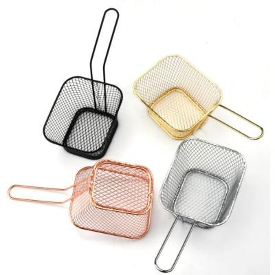 China Sustainable Frying Basket Iron Mini  Fry Basket Sieve American Dessert Fried Basket for sale