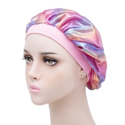 China Long Hair Braided Hair Care Perm Hat Night Hat Wide Brim Comfortable Sleep Hat For Women Silky Stretch Nighthat for sale