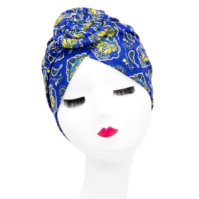 China Flower Turban Hat Hijib Muslim Turban Wrap Hat Comfortable Knotted Head India Hat for sale