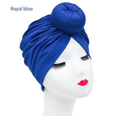 China Comfortable Muslim Hijib Turban Hat Turban Knot Solid Color Wrap Hat India Head Hat for sale