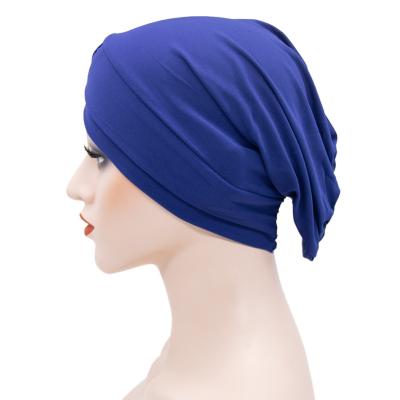 China Comfortable Minimalist Muslim Hijib Turban Hat Turban Solid Color Style Wrap Hat India Head Hat for sale