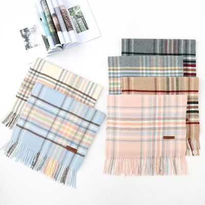 China Factory direct American European plaid double-sided colorful shawl cashmere bib scarf dual-use women for sale