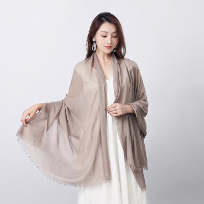 China Newest Scarf 2021 Summer Beach Towel Sunscreen Shawl Solid Color Pure Canvas Silk Scarf New For Women for sale