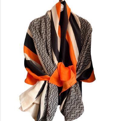 China Spring and autumn letter element luxury luxury scarves and shawls for women cotton scarf for sale