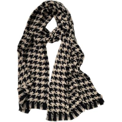 China Soft Touch Feeling Houndstooth Pattern Winter Tank Top Scarves And Shawls For Women Knitted Scarf for sale