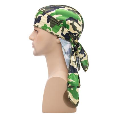 China Pirate Style Print Camouflage Head Scarf Headwrap Soft Feeling Soft Silk Durag For Unisex for sale