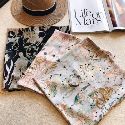 China Daily Life Manufacture Wholesale Custom Design Constellation Pattern Printing Scarf Chiffon Scarves and Shawls for Women Silk Scarves for sale