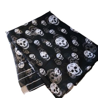 China Long Skull Pattern Light Weight And Sheer Cover Up Scarves And Shawls For Women Scarves Silk Top for sale