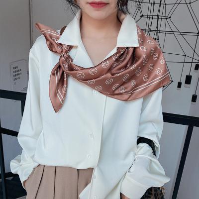 China Feeling 70*70cm Polka Dot Pattern Bag Scarf Soft Smooth Hair Tie Neck Scarf For Women Square Silk Scarves for sale