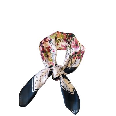 China Morning Glory Pattern Bag Scarf Hair Tie Neck Soft Luxury Silk Scarf Women Square Feeling 70*70cm Square Scarves for sale