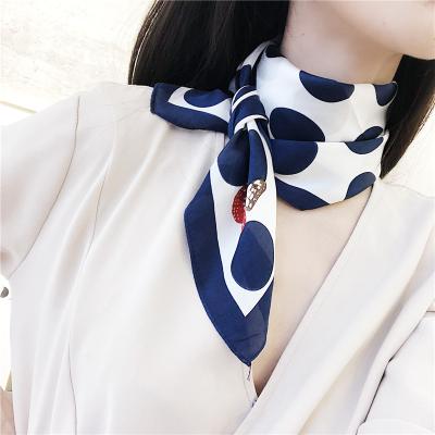 China Large Dot Pattern Bag Pattern Hair Scarf Tie Neck Tie Soft Smooth Scarf Women's Square Silk Scarves 70*70cm for sale