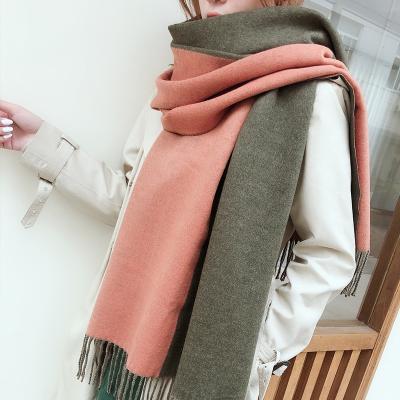 China European American women's new autumn winter style Korean wild cashmere double-sided color matching shawl scarf for sale