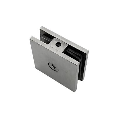 China Modern Wholesale Stainless Steel 304 Glass Clamp Wall To Glass Holder Mounted Fixing Clamp 0 Degree Square Brushed Stain Clip Clamps for sale