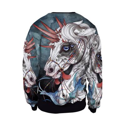 China Anti-wrinkle All Over Copy Art Embossed Men Hoodies Unicorn Decorative Pattern Women Cartoon Sweatshirt for sale