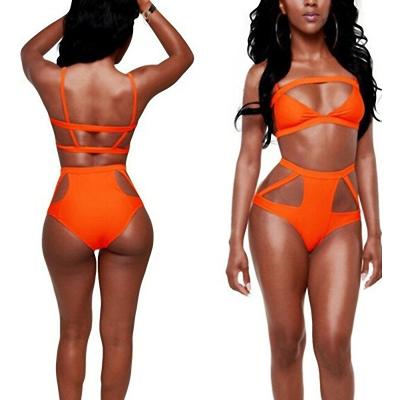 China 2021 Breathable New Summer Listing Brazilian Set Brach Wear Sport Bikinis Women Swimwear Two Piece Sleeveless Cut Out Beachwear Top for sale