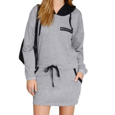 China 2022 Heather Breathable Black Gray Road Trip Hoodie Dress Mini Set for sale