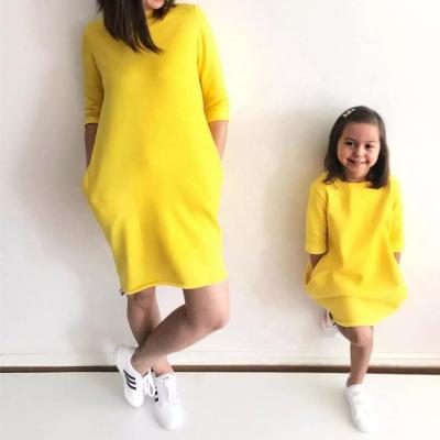 China Mom and Daughter Dress Sweatshirt Dress Breathable Elegant Matching Casual Dress for sale