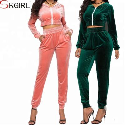 China Simple Hooded Plus Size Autumn/Winter Casual Leisure Velvet Tracksuits For Women 2 Piece Set for sale