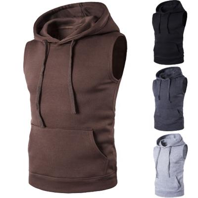 China Anti-pilling Sleeveless Quick Dry Hooded Running Sweatshirts Jogging Basketball Sports T-shirt Muscle Tee Gym Clothing For Men for sale