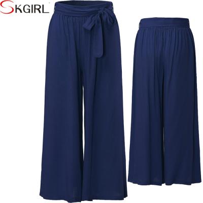 China Casual Viable Women Plus Size Bohemian Cotton Elastic Waist Vintage Loose Wide Leg Palazzo Pants for sale