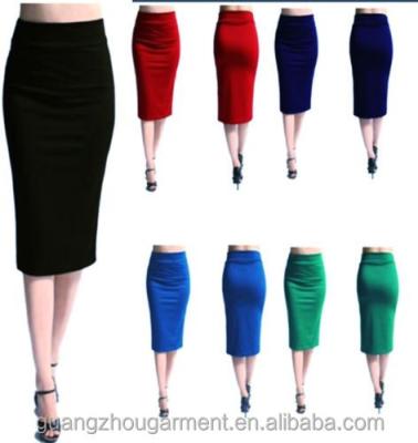 China Plus Size Ladies OL Wear Plain Stretch Office Skirt Women Stretch Bodycon Work Career Long Pencil Skirt Plus Size Business Skirt for sale