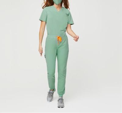 China High Quality Comfortable 4 Way/Breathable/Durable/Anti-Wrinkle Stretch Spandex Scrubs V-Neck Hospital Uniform Suits Medical Sets Nurse Uniform for sale