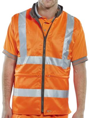 China Comfortable/Breathable/Durable/Anti-Wrinkle Work Flame Retardant Workwear Work Top With Reflective Tap Sleeve Safety Short Top for sale