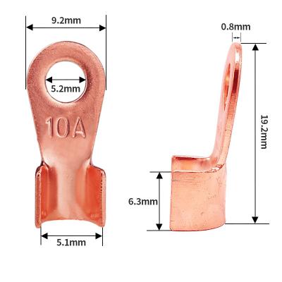 China Wire Connecting OT-10A 5.2mm Dia Copper Circular Splice Terminal Bare Wire Connector Battery Cable for sale