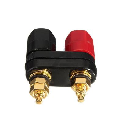 China audio & Dual Gold Plated Audio Video Jack Socket Adapter Terminal 2pin 4mm Banana Plug Audio And Video With Fixed Plate for sale