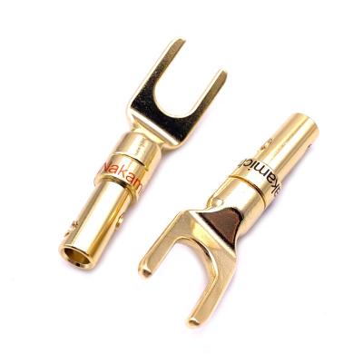 China audio & Nakamichi Video Banana Plug Gold Plated U Spade Male Plugs Adapter Copper Y-Type Speaker Audio Cable Connectors for sale