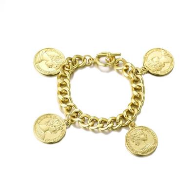 China BOHEMIA Gold and Religious Jesus Bracelet Women Charm Link Portrait Silver Coin Bracelet Chain Bracelets for sale