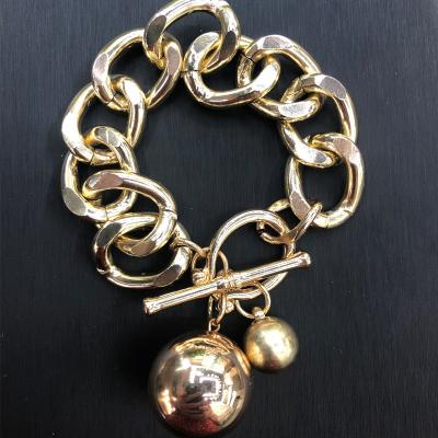 China BOHEMIA Gold Ball Pendant Bracelet , 16K Gold Plated Tasty Handmade Charm Bracelet For Women for sale