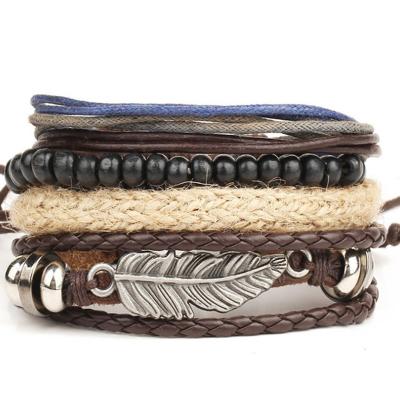 China New Multilayer ALLOY Men's Bracelet Owl Anchor Cuff Wristband Handmade Genuine Leather Jewelry For Women for sale