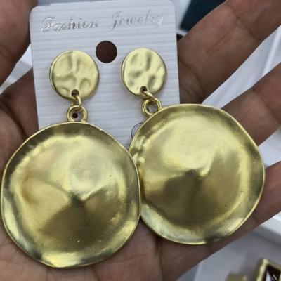 China 2021Fashion BOHEMIA Style Spanish Punk Matte Gold Plated Hat Shape Big Earrings For Women for sale