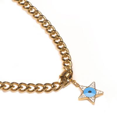 China BOHEMIA Fashion Stainless Steel Necklace 18K Gold Star Evil Eye Choker Chain Pendant Adjustable Necklaces for sale