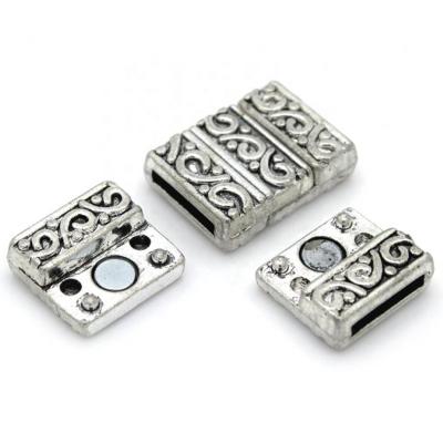 China Jewelry Clasp Accessories For Jewelry Making Narrow Magnet With Engrave Zamak Leather Rope Jewelry Clasp for sale